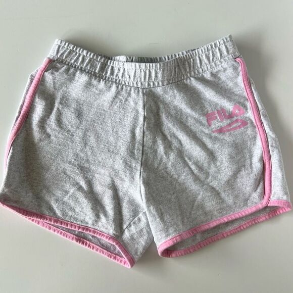 Fila girls size medium 10/12 shorts Gray Grey Pink Logo - Picture 2 of 5